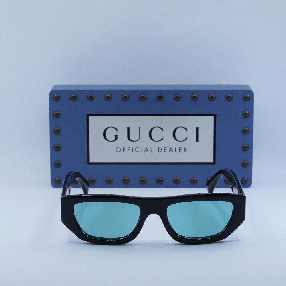 Gucci GG1134S 004 Men Rectangle Sunglasses - Black / Green - Picture 6 of 12